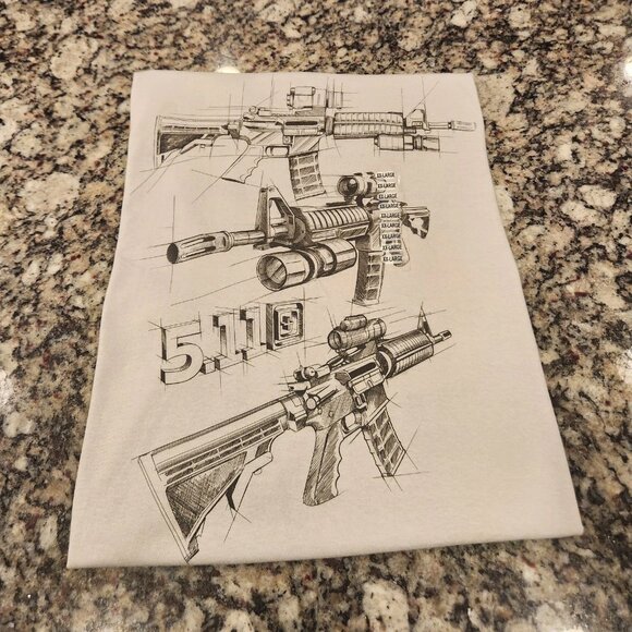5.11 Tactical Other - 5.11 Mens T Shirt Size XXL Tan Skillful Survival AR Sketch Tactical Carbine NWT